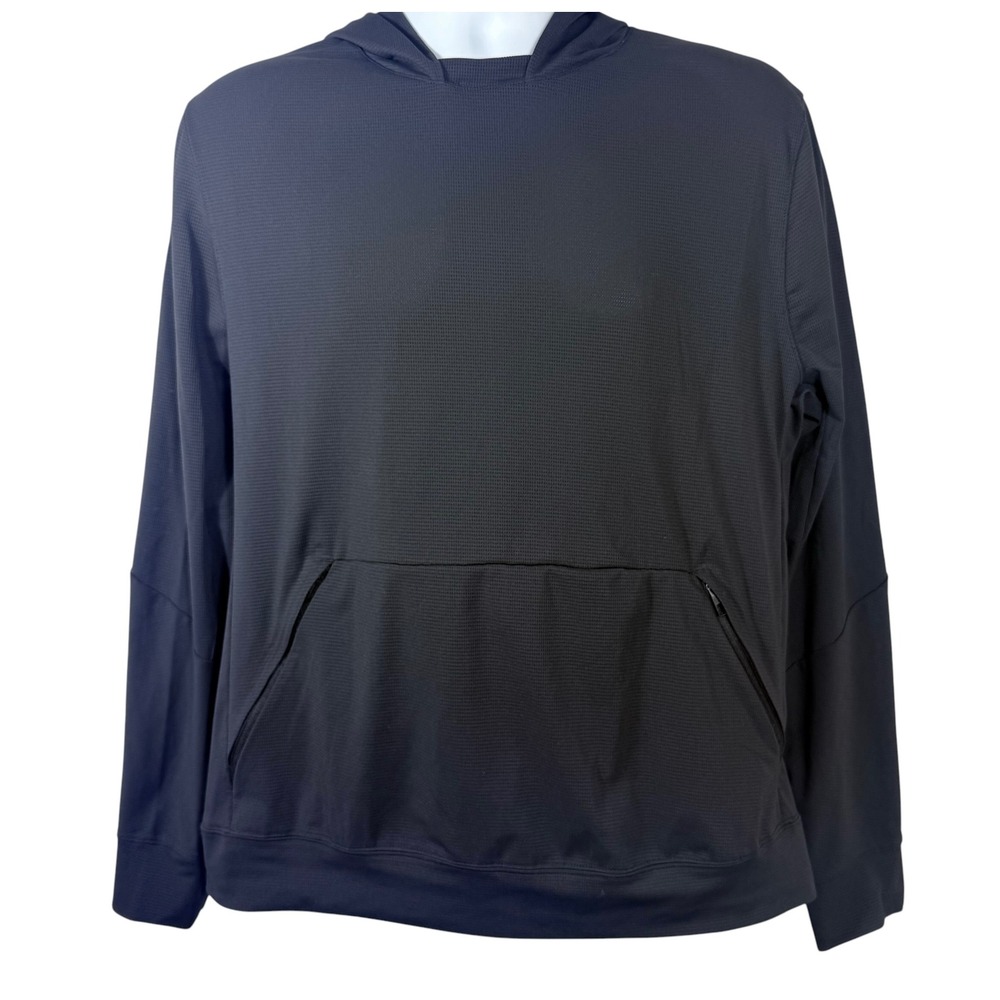 Lululemon Warped Sense Mens Large Pullover Hoodie Black Ventes Zippered Pockets